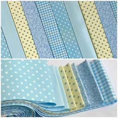 ROSE AND HUBBLE AND JOHN LOUDEN FABRICS 10 100% cotton fabric strips 2.5” x 42” jelly roll quilting blender basics blue
