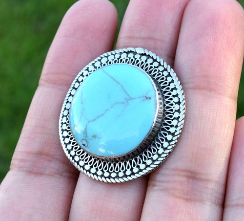 Blue Turquoise Afghan Kuchi Tribal Ring Jewelry Wire Work Bohemian Ethnic Gypsy - Picture 2 of 5