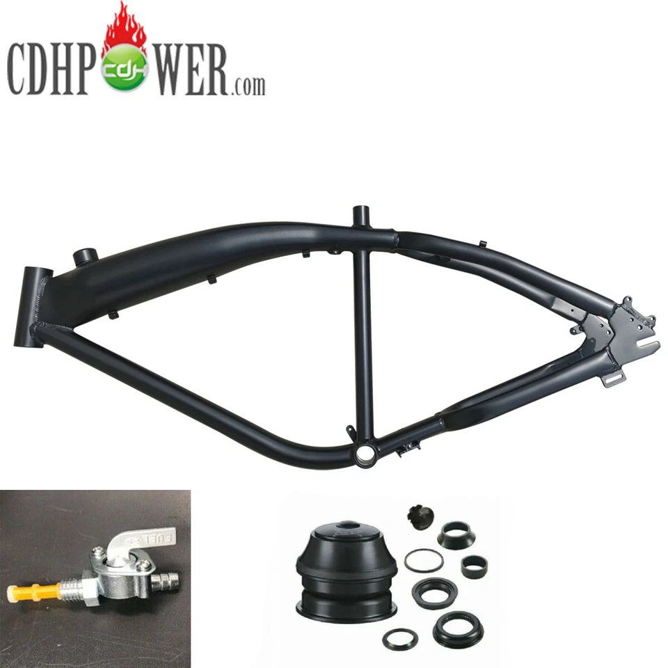 CDHPOWER Gas Bicycle Frame 3.4L Fuel Tank (Black) Felt Faker & Headset & Petcock