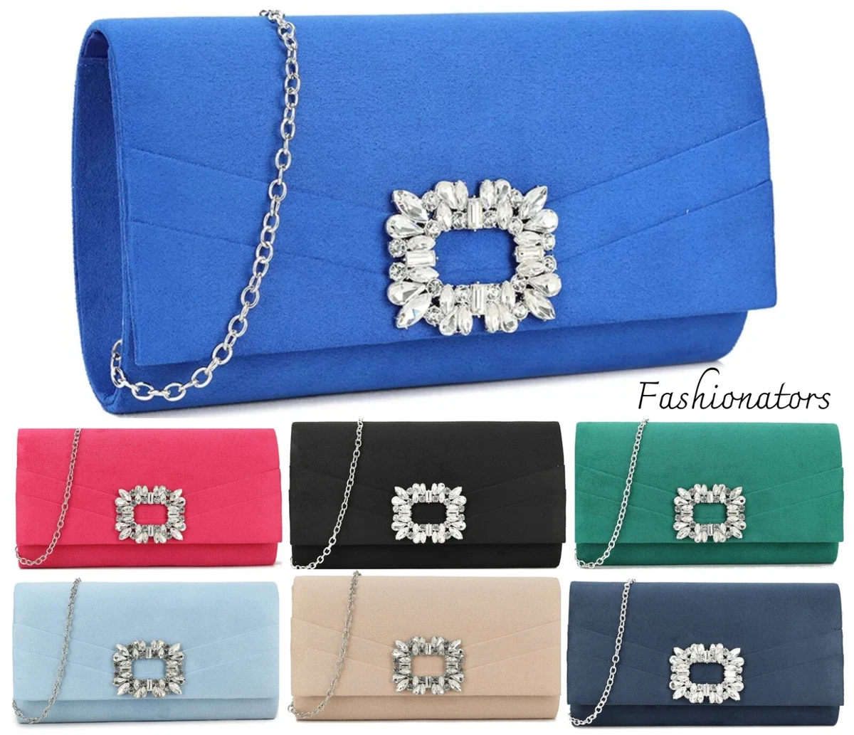 Women Suede Clutch bag Ladies Shoulder Envelope Evening Party Wedding Handbag UK