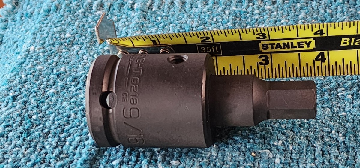 Vintage WRIGHT TOOL 6218 Impact Socket 9/16” Bit, 3/4” Drive! Made