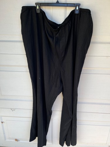 A NEW DAY Womens Black Linen Blend Wide Leg Pull On Pants plus 4X NWOT