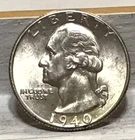 1940 Washington Early Date Silver Quarter UNC with Luster Great Looking Coin H