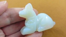 (Y-DOG-LD-716) Anubis Egyptian Dog White Opalite ice gemstone carving figurine