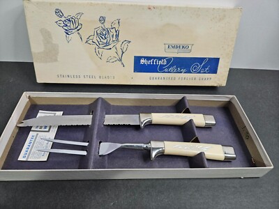 Vintage Emdeko Sheffield Cutlery set, serving knife and fork - England 11''