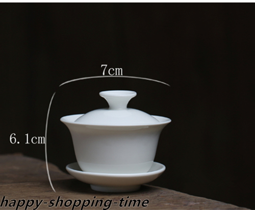 white gaiwan small kungfu tureen porcelain covered bowl cup saucer tea plate new - Picture 10 of 21