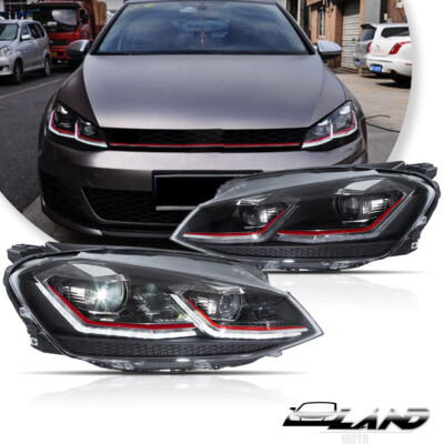 Full LED Headlights For 2014-2017 VW Golf 7 MK7 Projector Lamp w/Sequential Turn