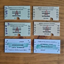 North Norfolk Railway Tickets (6), 1980 (see description and photos)