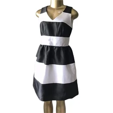 Pim + Larkin Black White Colorblock Sleeveless Fit & Flare Dress Womens Small 