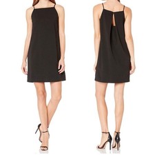 Maggy London Square Neck Sleeveless Shift Little Black Dress Cutout Back Size 10