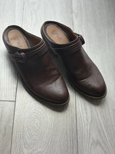 Sofft Eurosoft Brown Leather Mules with Leather Detail, Size US 8