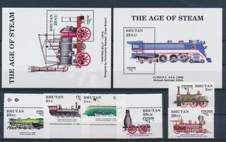 LT07565 Bhutan ferrovie locomotive treni ottimo lotto MNH