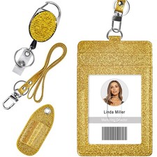 Retractable ID Badge Holder, Multipurpose Bling Rhinestone Badge Reel with Be...