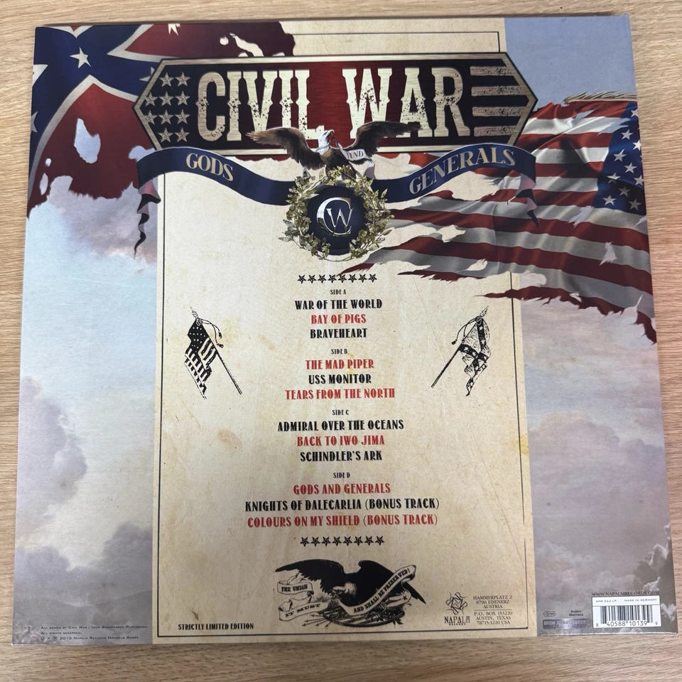 CIVIL WAR - Gods And Generals 2 x Blue VINYL LP 2015 Napalm Records Exc Cond MC1 - Image 2 of 2