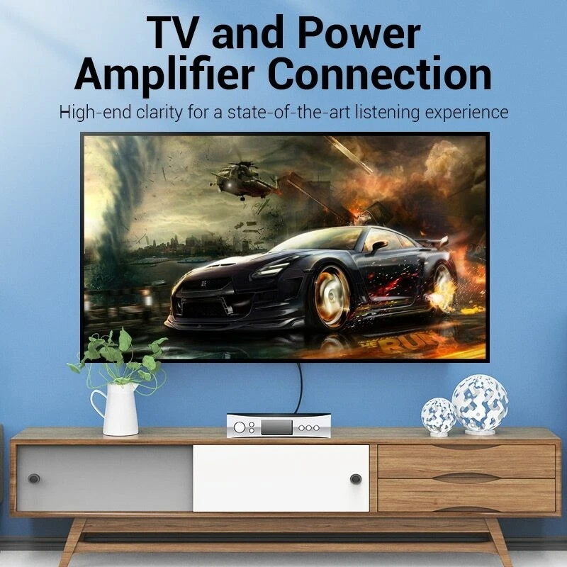 Twin Phono Cable Lead Stereo Audio 2 x RCA to 2 x RCA Male 24K GOLD SPeaker DVD - Image 3 of 4