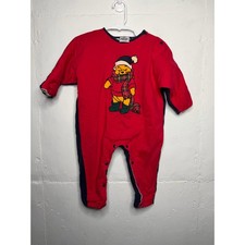 Vintage The Disney Store Pooh Bear Winter One Piece Size 12 Months Red Blue
