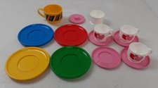 Vintage Gowi Toy Plastic Tea Set Plates Cup Heart Pattern Lot of 14 pcs Austria