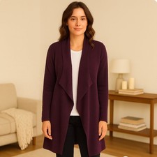 Barefoot Dreams Bamboo Calypso Wrap Cardigan Purple S/M Cozy Chic Soft Open