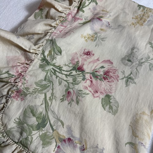 Ralph Lauren Therese Ruffled Pillow Shams Pair King Ruffled Beige Floral Cottage - Bild 3 von 15