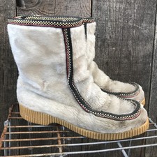 Vintage 60s-70s Penney s Faux Fur Moc Toe Mukluk Boots Size 7