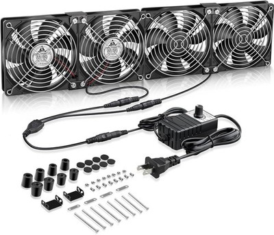 GDSTIME Big Airflow 4X 120mm Fans with 100V-240V AC Powered Speed Controller... 