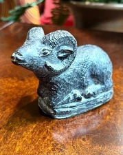 W.E. Wolf Big Horn Ram Mountain Small Soap Stone Figurine Statue Canada