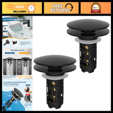 2 Pack 3 in 1 Bathroom Sink Drain Strainer, Pop Up Stopper, Anti-Clogging Filter