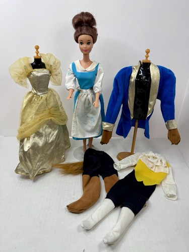 VTG 1991 Disney Mattel Beauty and the Beast Belle Doll And Clothing Lot