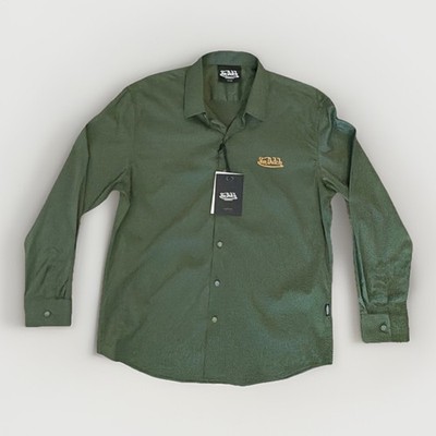 Von Dutch Long Sleeve Button Down Front/Back Graphics - Olive Green - Medium NEW