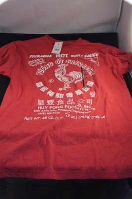 Huy Fong Sriracha Rooster T Shirt Mens Medium Red Hot Chili Sauce NWT