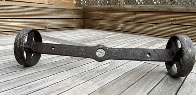 Antiker industrieller Textilmühlenwagen Wagen Drehgestell - Gusseisen 5'' Räder & Achse 