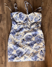 Windsor Blue Floral Windsor Wanderer Mini Dress Corset Medium Party