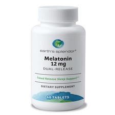 Earth's Splendor Melatonin 12mg Bilayer Tablets Sleep 60 Count Pack of 1