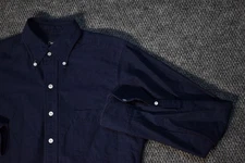 Drake’s London Navy Blue Oxford Cloth Button Down Shirt 15.5x39 Made in England