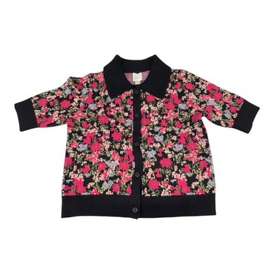 Anthropologie Maeve The Kinsley Collared S Cropped Geometric Floral Cardigan