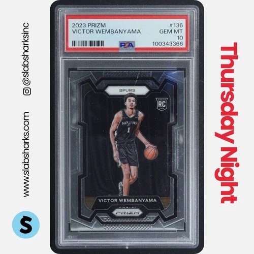 2023 PANINI PRIZM #136 VICTOR WEMBANYAMA RC ROOKIE PSA 10