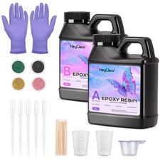 Epoxy Resin Kit 32 oz Crystal Clear, Hard Upgraded 2 Part Epoxy and Hardener ...
