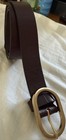 M&S Brown Real Leather Belt Medium Gold Tone Oval Buckle Marks & Spencer Womens