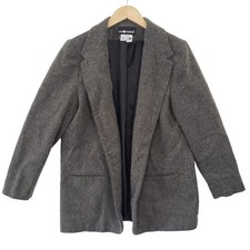 Vintage Sag Harbor Womens Grey Wool Blend Blazer Jacket Size 12 Academia Casual