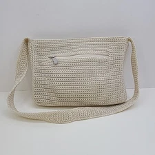 The Sak Crochet Cream Off White Purse Shoulder Bag Small 9x7x2" Zip Closure 