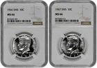 1966 + 1967 SMS 50c Kennedy Half Dollar NGC Graded MS 66 Two Coin Lot