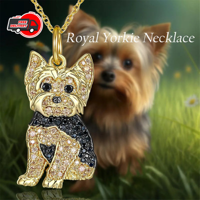 Womens Cute Royal Yorkie Fashion Jewelry Cat Kitten Rhinestone Pendant Necklace