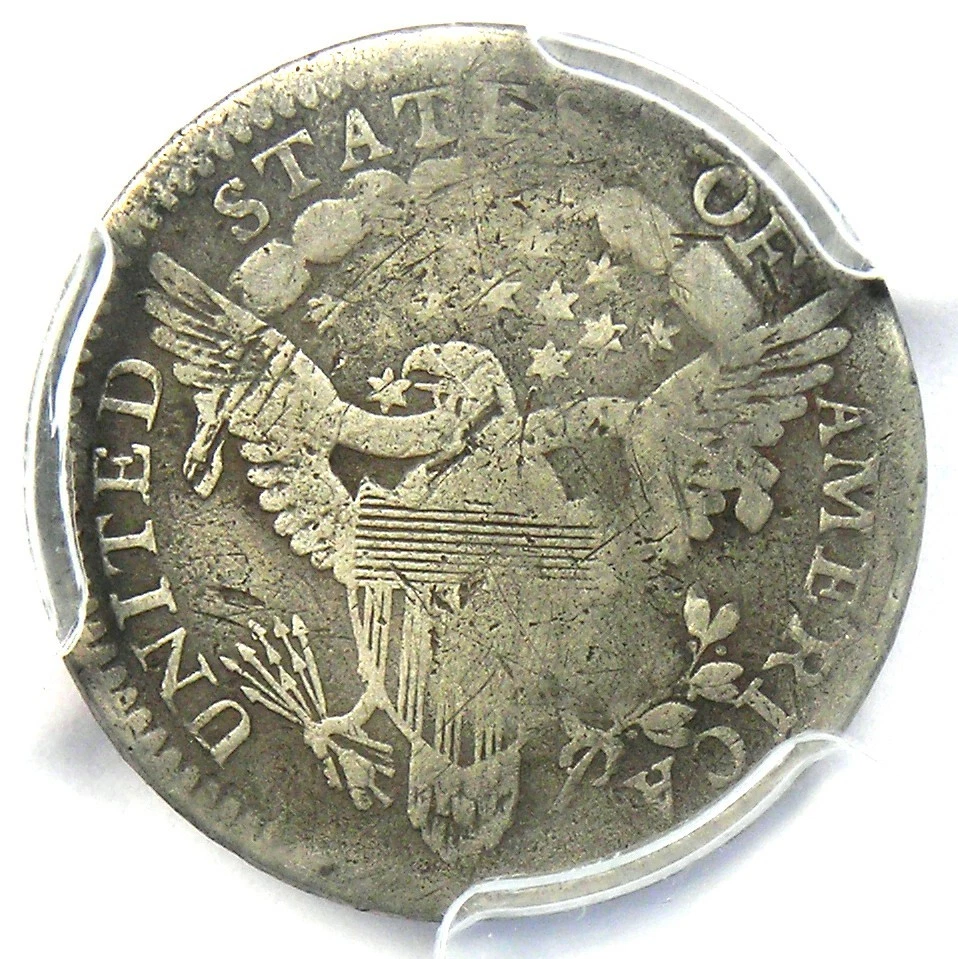 Media moneda de diez centavos busto drapeado 1801 H10C - Certificado graduación profesional detalles en muy buen estado - ¡Moneda de fecha rara! Foto 4 de 4