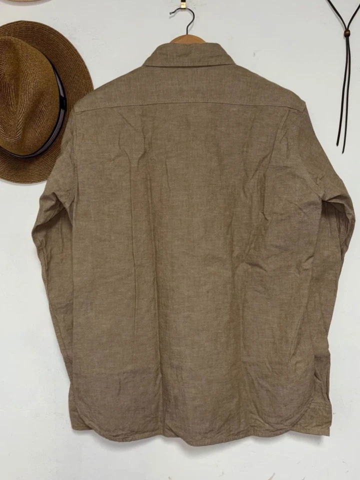 Camisa Iron Heart IHSH-344 caqui 10 oz cambray - talla grande - 100 % algodón Foto 3 de 3