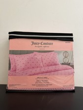 Juicy Couture Queen Sheet Set Pink Crown Design 6-Piece NWT