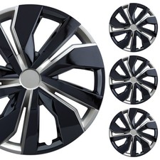 Pacrim 15 Silverblack Universal Wheel Covershubcaps Snap On Abs Set 4