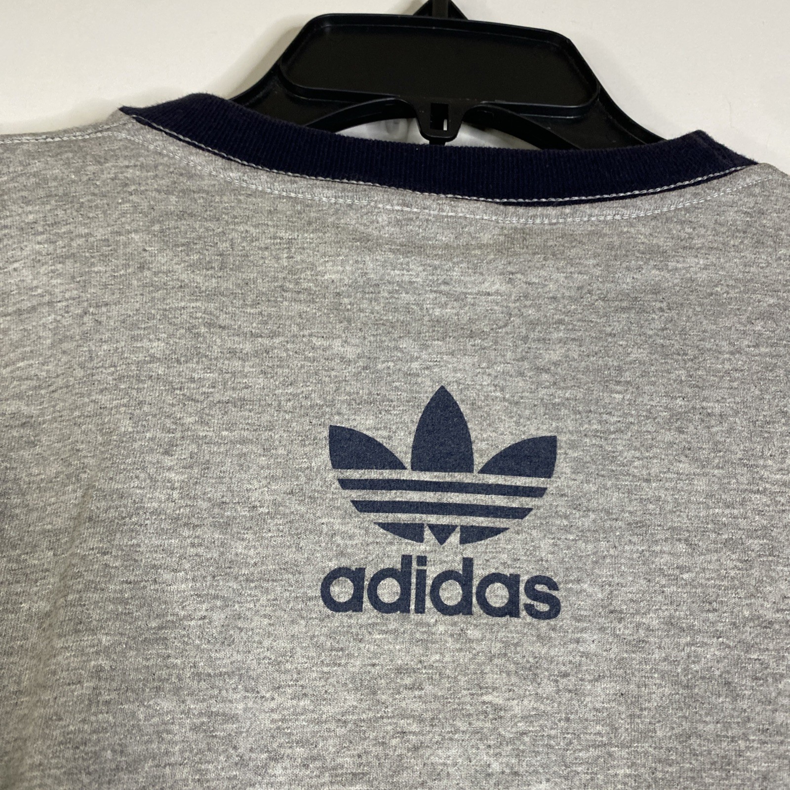 Vtg 90s Y2K Adidas T Shirt Made In USA 3 Stripes Mens Large Heathered Grey L thumbnail 5