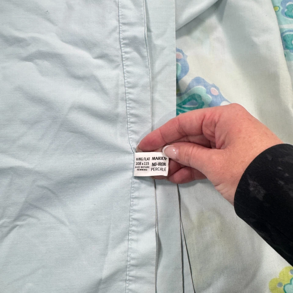 vintage martex king flat sheet blue butterflies cotton blend no iron y2k 90s - Image 4 of 4