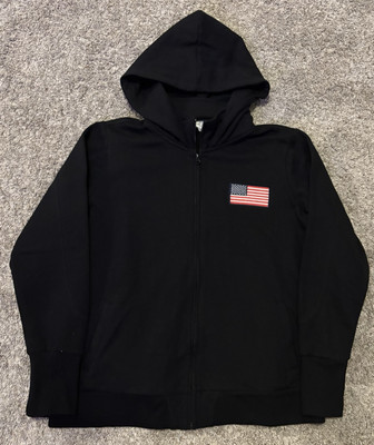 New Bradford Exchange Hoodie Jacket Obama Black Full Zip Embroidered Flag
