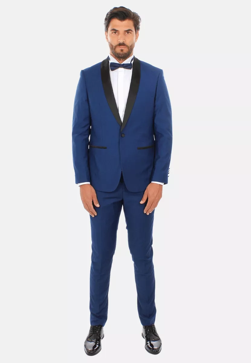 Smoking Uomo Abito Completo Elegante Vestito Slim Fit Cerimonia